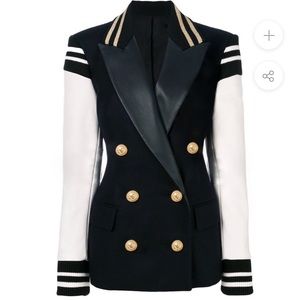 Varsity Vegan Leather Blazer